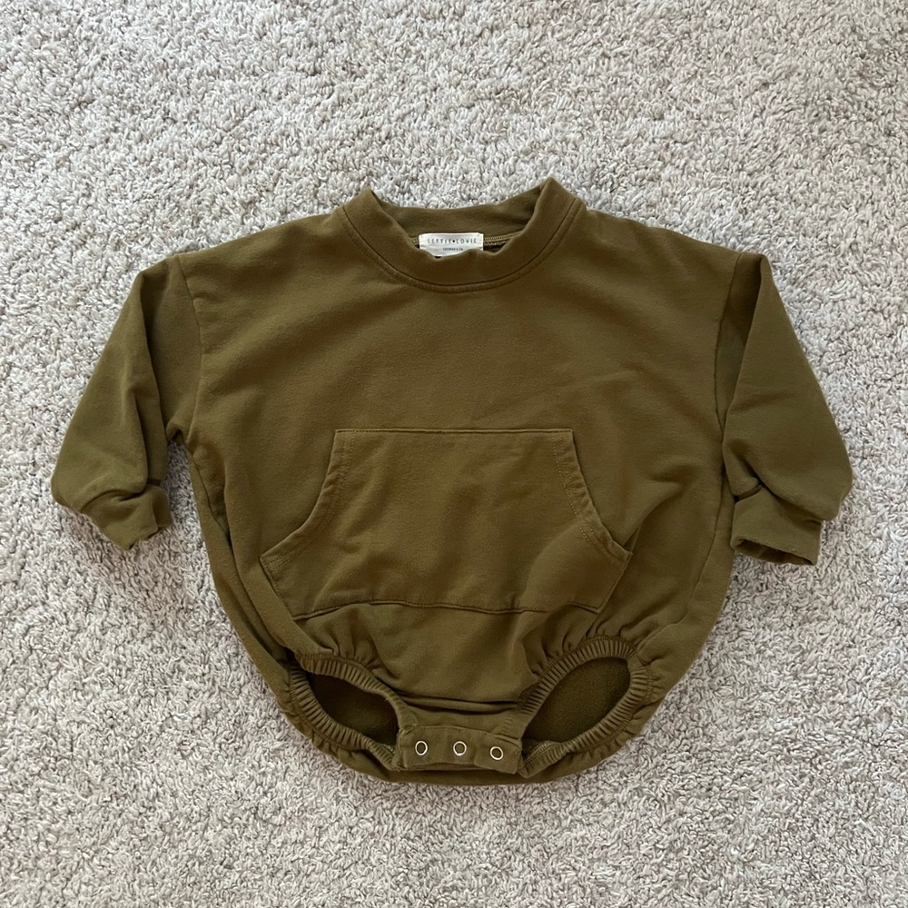 Dark Green Sweatshirt Bubble Romper